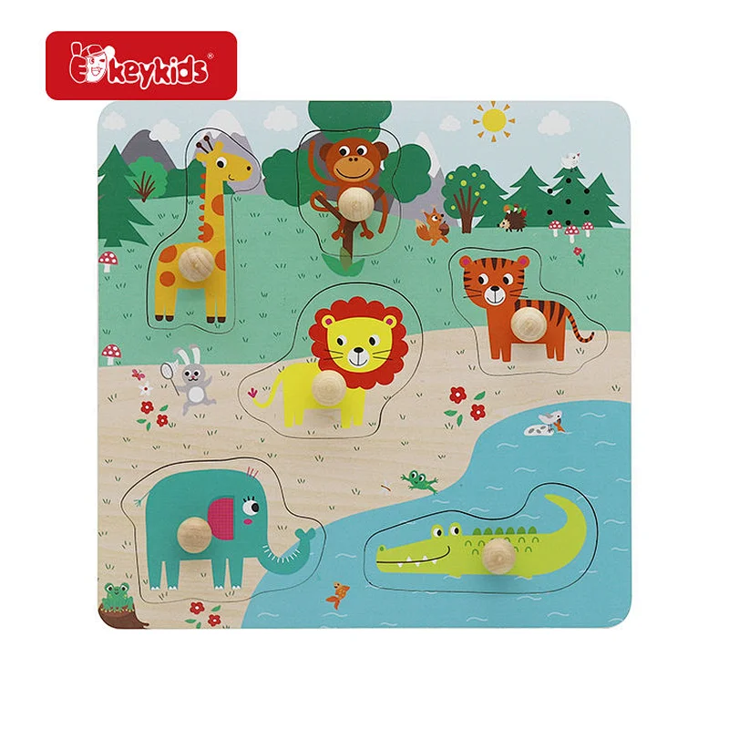Customize Baby Farm Toy Wooden Peg Puzzle With Sound W14M339