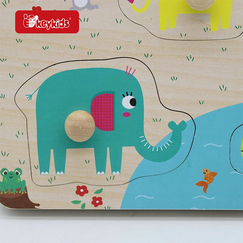 Customize Baby Farm Toy Wooden Peg Puzzle With Sound W14M339