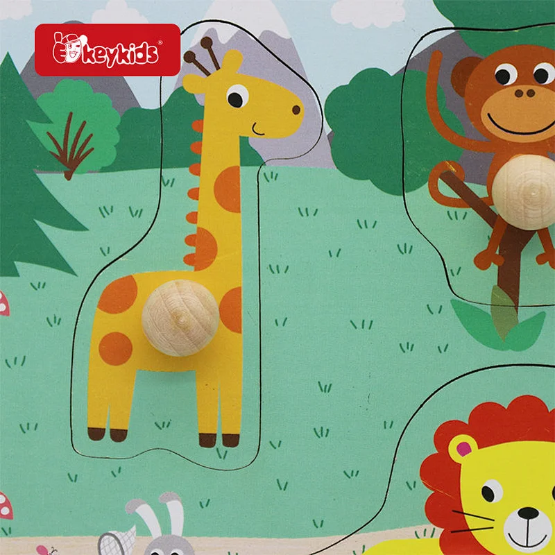 Customize Baby Farm Toy Wooden Peg Puzzle With Sound W14M339